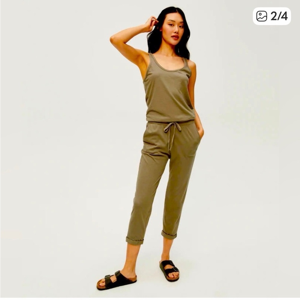 Michael Stars Olive Tank Jumpsuit with Drawstring Waist